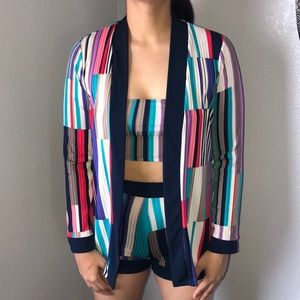 Colorful Stripe Kimono 3 Piece Set